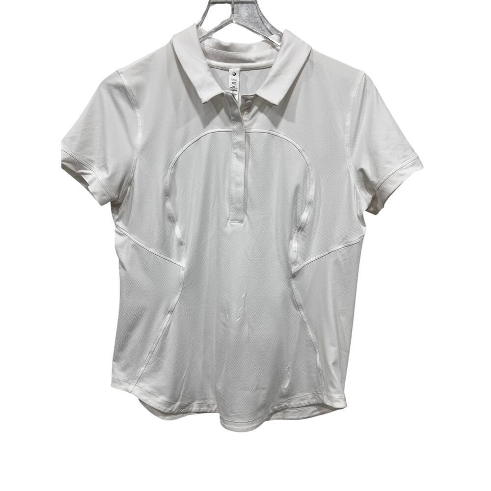 Lululemon Quick-Drying Short Sleeve Polo Shirt White Size 10 Golf Tennis‎